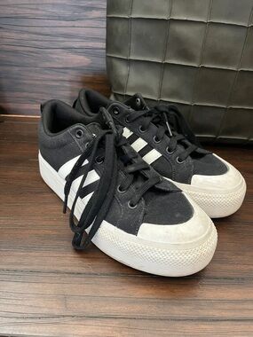 Adidas Black and White Platform Sneakers